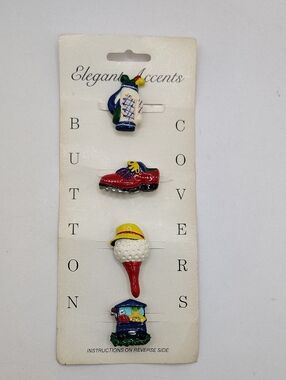 Vintage Golf Theme Button Covers - Multicolor Set. NEW